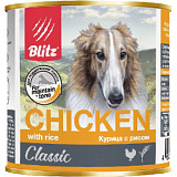 Консервы для собак всех пород и возрастов Курица с рисом Blitz Classic