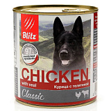 Консервы для собак всех пород и возрастов Курица с телятиной Blitz Classic