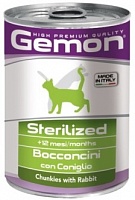 Консервы для стерилизованных кошек кусочки кролика, Gemon Cat Sterilised
