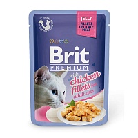 Пауч для кошек Кусочки из куриного филе в желе,  Brit Premium Jelly Chiсken fillets
