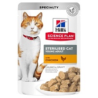 Консервы паучи для кастрированных котов и кошек с курицей (1-7 лет), Hill's (Хиллс) Feline Sterilised Cat Young Adult