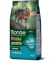 Беззерновой корм для стерилизованных кошек из тунца Monge BWild Cat Grain Free Tonno Con Piselli