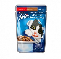 Felix кусочки в желе для кошек с говядиной и птицей