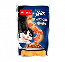 Felix sensations кусочки в желе для кошек с говядиной и томатами