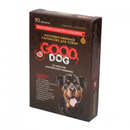 Мультивитаминное лакомство для собак со вкусом альпийской говядины (90 таб.), Good Dog