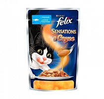 Felix sensations кусочки в соусе для кошек треска с томатом