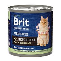 Консервы для стерилизованных кошек Brit Premium By Nature с мясом перепелки и яблоками