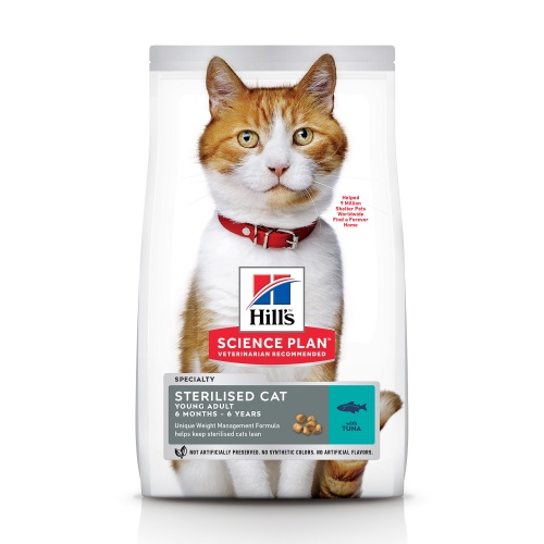 Корм для кастрированных котов и кошек (6 мес.-6 лет) с тунцом, Hill's (Хиллс) Science Plan Feline Sterilised Cat Young Adult with Tuna