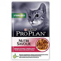 Консервы для стерилизованных кошек, кусочки с уткой в соусе, Purina Pro Plan