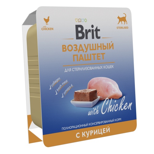 Консервы для стерилизованных кошек Воздушный паштет с Курицей. Brit Premium фото 3