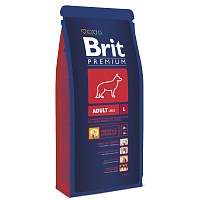 Сухой корм для взрослых собак крупных пород с курицей, Brit Premium Adult L