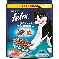 Сухой корм для взрослых кошек "Двойная вкуснятина", с рыбой, Felix