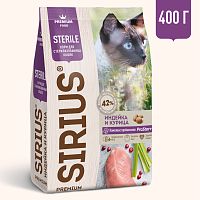 Сухой корм Сириус для стерилизованных кошек (индейка и курица), Sirius