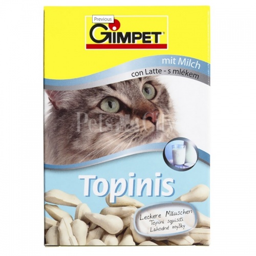 Витаминизированные лакомства для кошек Мышки с таурином и молоком с ТГОС (190 таб.), GimCat Topinis