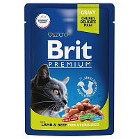 Пауч для стерилизованных кошек Говядина и Ягненок в соусе, Brit Premium