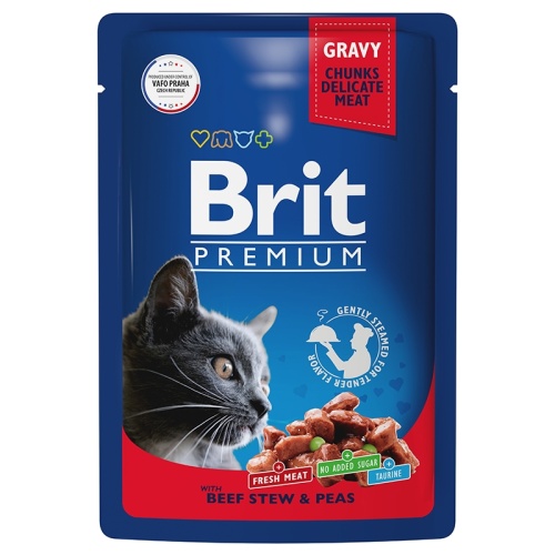 Пауч для кошек Говядина и горошек, Brit Premium Beef Stew & Peas