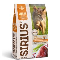 Сухой корм Сириус для стерилизованных кошек (Утка и клюква), на развес