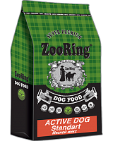 Корм для взрослых активных собак средних и крупных пород, Мясной микс говядина и птица, ZooRing Active Dog Standart