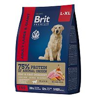 Сухой корм для взрослых собак крупных и гигантских пород с курицей Brit Premium  Large and Giant.