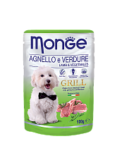 Паучи для собак ягненок с овощами, Monge Dog Grill Pouch