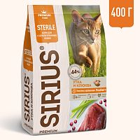 Сухой корм Сириус для стерилизованных кошек (Утка и клюква), Sirius