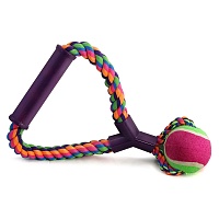 Игрушка для собак, разноцветная, "Верёвка с ручкой, мяч", 25 см, Triol
