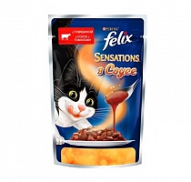 Felix sensations кусочки в соусе для кошек говядина с томатом