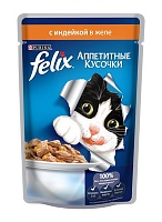 Felix кусочки в желе для кошек с индейкой