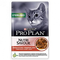 Консервы для стерилизованных кошек, кусочки с Говядиной в соусе, Purina Pro Plan