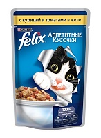 Felix кусочки в желе для кошек с курицей и томатами