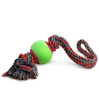 Игрушка для собак, разноцветная, "Верёвка с петлей, 2 узла и мяч", 45 см, Triol