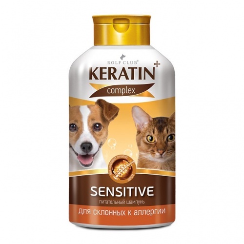 Шампунь Keratin+ Sensitive для кошек и собак склонных к аллергии, KeratinComplex
