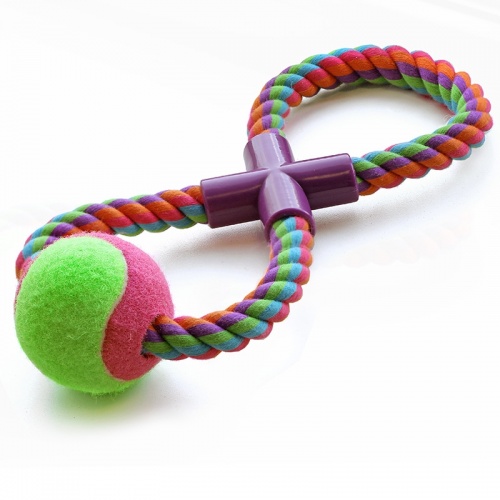 Игрушка для собак, разноцветная, "Веревка-восьмёрка, мяч", 29,5 см, Triol