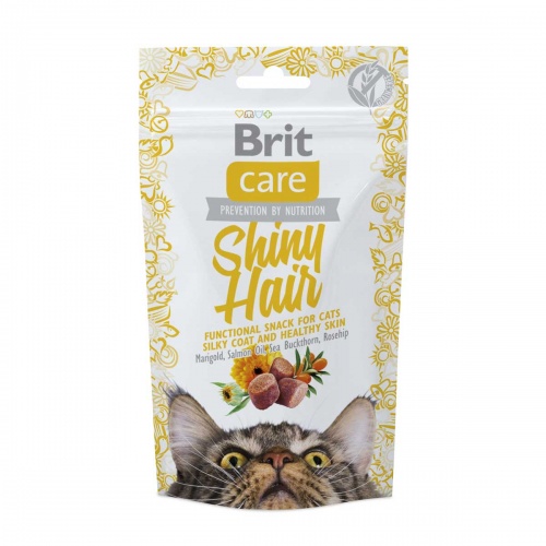 Лакомство для кошек Shiny Hair для блестящей шерсти, Brit Care