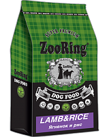Корм для взрослых собак средних и крупных пород, Ягнёнок и Рис, ZooRing Lamb&Rice