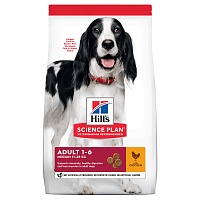 Корм для собак средних пород от 1 до 6 лет, Hill's (Хиллс) Science Plan Canine Adult Advanced Fitness Medium Chicken