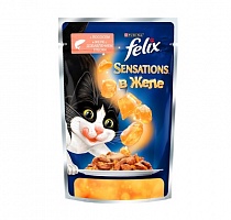 Felix sensations кусочки в желе для кошек с лососем и треской