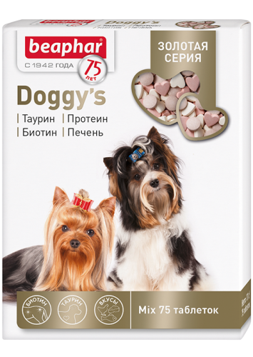 Кормовая добавка  для собак и щенков старше 6 недель Doggy's Mix (75 таб.) Золотая серия, Beaphar