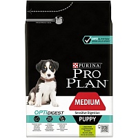 Сухой корм для щенков средних пород с чувствительным пищеварением, ягнёнок, Purina Pro Plan Medium Puppy OPTIDIGEST