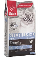 Сухой корм с индейкой для стерилизованных кошек, Blitz Sterilised 