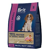 Сухой корм с курицей для взрослых собак мелких пород, Brit Premium Adult S