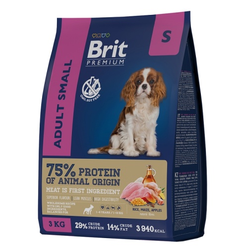 Сухой корм с курицей для взрослых собак мелких пород, Brit Premium Adult S