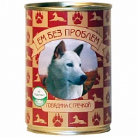 Консервы для собак говядина с гречкой, Ем без проблем