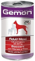 Консервы для собак крупных пород кусочки говядины с рисом, Gemon Dog Maxi