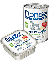 Консервы для собак паштет из кролика с рисом и яблоками, Monge Dog Monoprotein Fruits