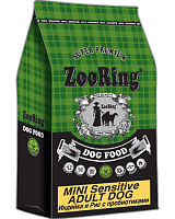 Корм для взрослых собак мини пород с чувствительным пищеварением, Индейка и Рис с пробиотиками, ZooRing Mini Sensitive Adult Dog