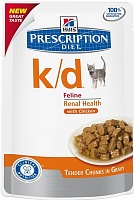Вет. консервы паучи K/D для кошек при лечении почек с курицей (кусочки в соусе), Hill's (Хиллс) K/D Feline with Chicken