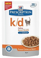 Вет. консервы паучи K/D для кошек при лечении почек с лососем (кусочки в соусе), Hill's (Хиллс) K/D Feline with Salmon