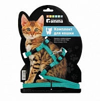 Комплект Гамма шлейка + поводок для кошек из капрона 10 мм
