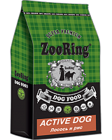 Корм для взрослых собак средних и крупных пород, Лосось и Рис, ZooRing Active Dog